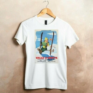 VINTAGE DAMEN T-SHIRT SHIRT AOSTATAL COURMAYEUR GRESSONEY CERVINIA SKI  - Bild 1 von 2