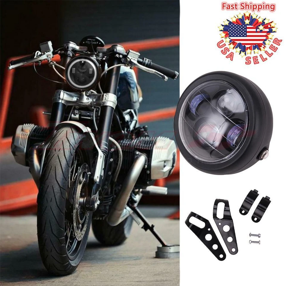 6.5" Universal Cafe Racers Cruceros Motocicleta Faro Luz Alta Baja 12V Foto 1 de 4