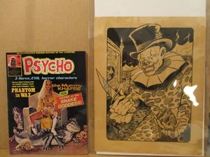 Psycho #23 Killer Clown GENE DAY 1974 Gory Carny FULL PAGE SPLASH PinUp🤡Wolfman - Picture 1 of 6
