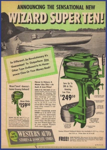 Vintage 1950 WIZARD Super Ten 10 Outboard Motors Boating Ephemera 50's Print Ad - Picture 1 of 1