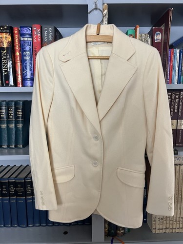 OFF WHITE Blazer vintage 100% lana The Villager taglia 6 bianco panna