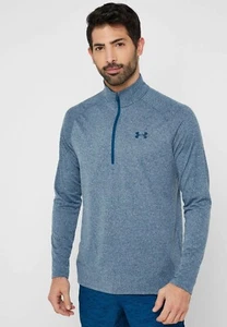 Under Armour Uomo UA Tech 1/2 Zip Manica Lunga Nuovo Uomo 1328495 437 Academy Blu - Foto 1 di 4