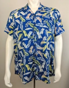 Free Planet Men's Hawaiian Shirt Blue Tropical Print Soft Fabric Size Large NWT - Picture 1 of 9