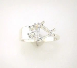 Trillion Double Accented Ring Setting Sterling Silver - Picture 1 of 3