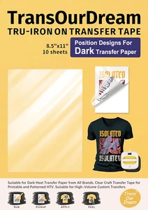 Tru-Iron su nastro di trasferimento per carta di trasferimento calore scuro a getto d'inchiostro (10 fogli, 8,5"X1 - Foto 1 di 12