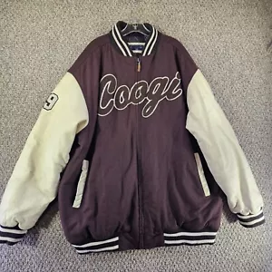 Coogi Wool Varsity Jacket Mens 3XL Full Zip Leather Sleeves Big Logo Front - Picture 1 of 21
