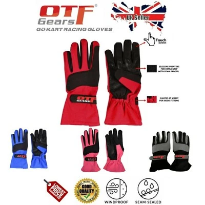 OTF GEARS Go Kart Rennhandschuhe-OMARA & POLYESTER-Touch-Funktion - schwarz-rot-blau-pink