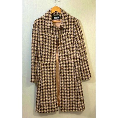 Vintage Marvin Richards Houndstooth Pink Cream Black Gray Wool Blend Coa - Image 1 of 4