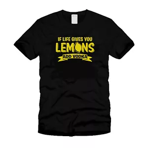 When Life Gives You Lemons ADD VODKA Funny Cool College Humor Black T-Shirt - Picture 1 of 2