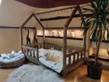 Lettino per bambini lettin bambini Naturale Casa con barriere LETTO IN LEGNO