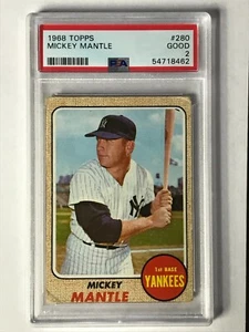 Mickey Mantle 1968 Topps Baseball #280 New York Yankees PSA 2 GRADED IN 2022 - Picture 1 of 8
