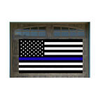 Thin Blue Line Us Flag Police Support Vintage Wood Look 42" X 78" Magnetic Garag
