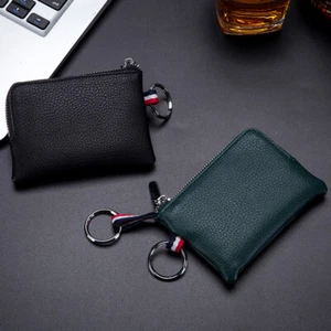Mens Women Small Leather Coin Purse Wallet Mini Keyrings Card Holder Cash Pouch - Picture 1 of 28