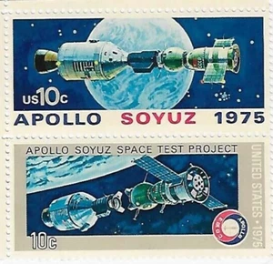 US Apollo Soyuz Space Mission 10c Stamp Pair of 2 Scott #1569 - 1570 - Picture 1 of 1