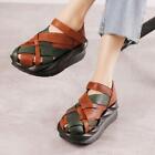 Platform Hollow Out Roma Womens Real Leather Weave Shoes Creeper Heel Sandals