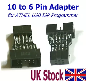 10 Pin auf 6 Pin Adapter für Atmel USB ISP AVR Programmierer USBasp - UK Lager - Bild 1 von 3