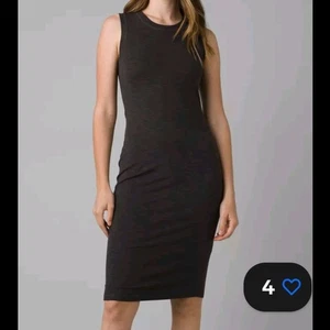 Prana heathered black ribbed bodycon dress Sz L - Picture 1 of 9
