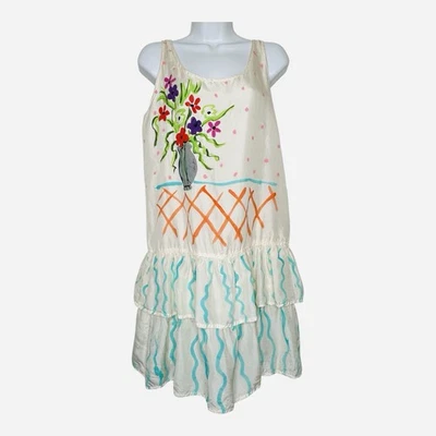 Valerie Lynn Vintage Hand Painted 100% Silk Dress Sz.Small Artsy 80s Casual - Image 1 of 4