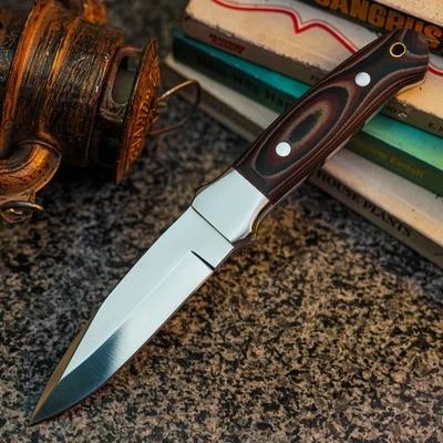 Cuchillo Damasco/Acero 8.7" Listo para Regalo Full Tang Hunt it Hunt + Funda de Cuero Foto 1 de 4