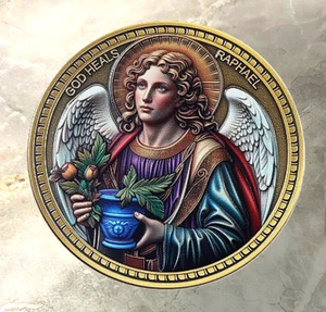 * 10 Stück Münzen Erzengel Raphael christlich religiös spiritueller Heiler Gottes - Bild 1 von 4