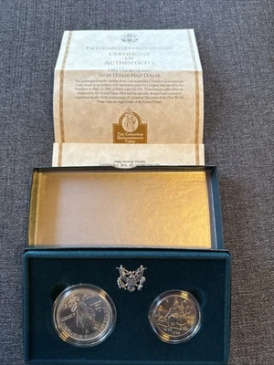 1992 Columbus Quincentenary 2 Coin U.S. Mint Proof Set with OGP & COA - Image 1 of 4