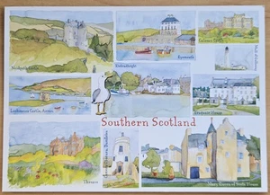 Southern Scotland Emma Ball Watercolour Art Regional Postcard County Area - Picture 1 of 1