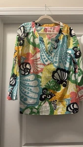 Blusa túnica Lilly Pulitzer Chiquita Bonita Thandie Top tejida Resort grande usada en excelente estado - Imagen 1 de 7