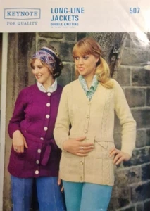 Vintage Knitting Patterns - Keynote #507 - Ladies Long-line Jackets - VGC - Picture 1 of 4