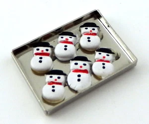 Dollhouse Miniature Cookies on Sheet, Snowman - Picture 1 of 12