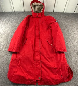 Joules Loxley Kuschelmantel Damen UK 16 rot wasserdicht Fleece gefüttert Parka Regenmantel - Bild 1 von 21
