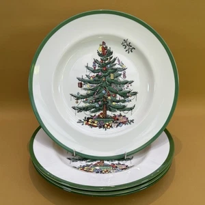 4 Spode Christmas Tree Dinner Plates 27cm 3 Made in England Xmas Table - Picture 1 of 19