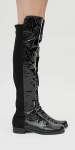 Botas por encima de la rodilla Stuart Weitzman 50/50 en charol negro - talla 9,5 - Imagen 1 de 13