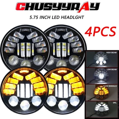 4 шт круглых светодиодных фар дальнего и ближнего света 5,75 дюйма для Jaguar XJ6 XJS XJ12 - Изображение 1 из 4