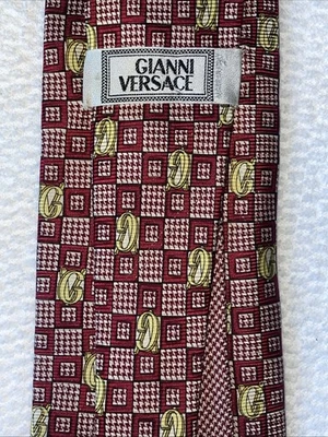 GIANNI VERSACE Alta Costura Geométrica Seda Cuello 57.5 X 3.75 Corbata Atelier Barroco GV Foto 1 de 4