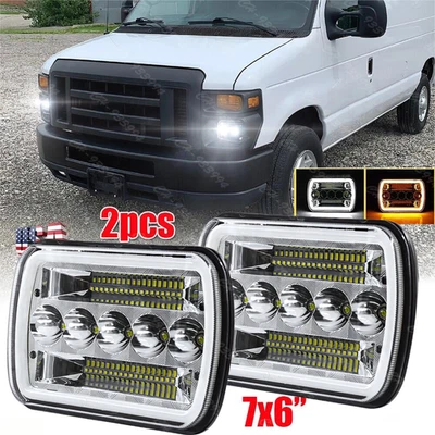 Par de faros LED halo DRL de 5X7"" 7X6"" para Ford E-150 E-250 E-350 Econoline Foto 1 de 4