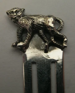 Sweet Solid Silver 925 Bookmark With A Monkey / Chimp Topper - Paper Money Clip - Picture 1 of 4