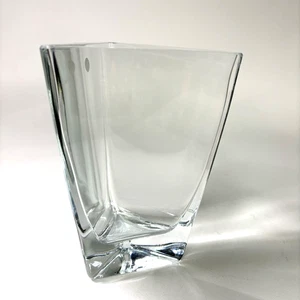 Krosno Crystal 8” Vase Poland Contemporary Triangular Shape - Picture 1 of 12