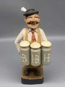 Vintage Hofbrauhaus Bartender Corkscrew Swiss Mapsa Wood Handcarved Bar Decor  - Picture 1 of 11