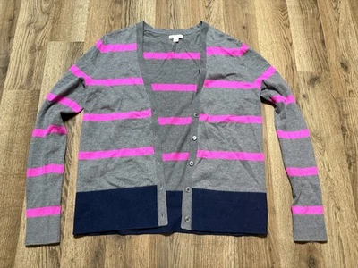 Suéter GAP, Para Mujer Talla Pequeña, Rosa Gris Azul, Rayas, Cárdigan Abotonado Foto 1 de 4