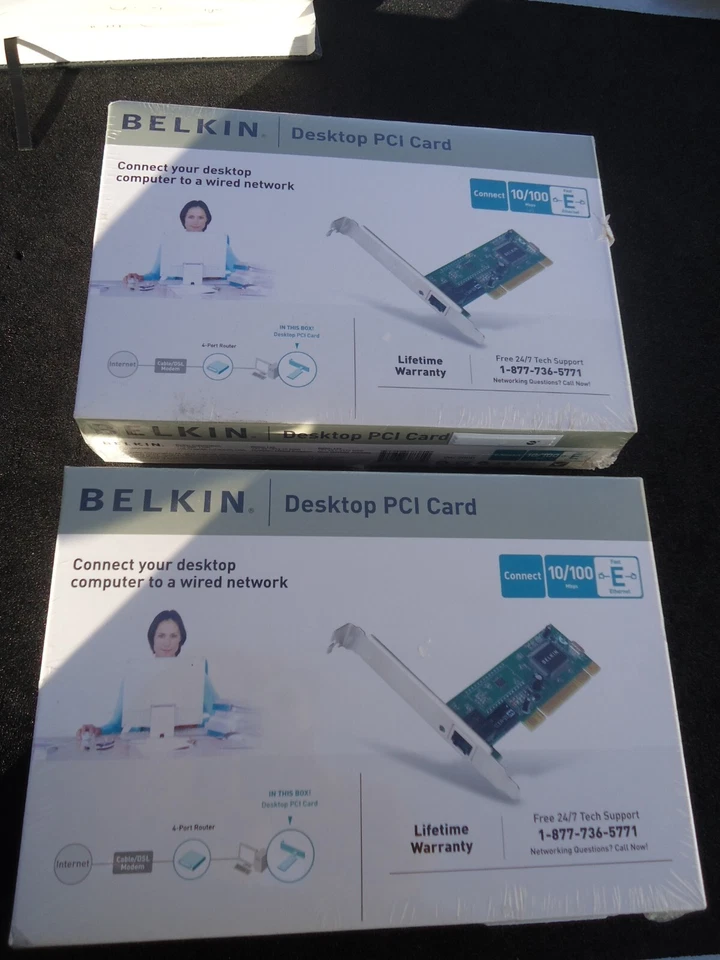 2 New Belkin Desktop PCI Card ver.2000 10/100 Mbps. Made in China. (C2) - Image 1 of 4