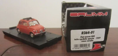 1070. BRUMM R364-01 Fiat nuova 500 tetto apribile 1959 Rosso corallo Open/Aperta - Immagine 1 di 4