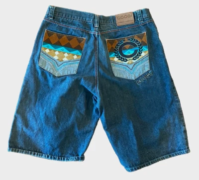 Pantalones Cortos Vaqueros COOGI 40 Para Hombre Y2K Sueltos Ropa de Calle Pantalones Cortos Aztecas Bordados Foto 1 de 4