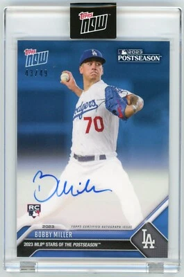 2023 Topps Now Stars of the Postseason #PSBM-A Bobby Miller Blue Auto RC 43/49 - Image 1 of 3
