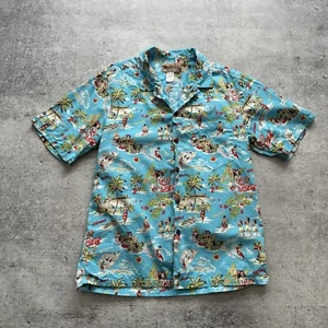 Blue Hawaiian Shirt Cotton Multicolor Men’s Size M Made In Hawaii USA  - Picture 1 of 16