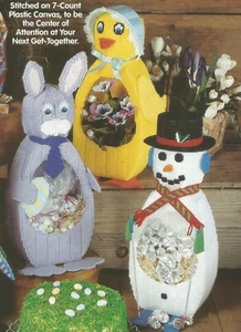 Patrones de lona de plástico fiesta gente decoración de vacaciones Papá Noel conejito pollito muñeco de nieve E02 - Imagen 1 de 4