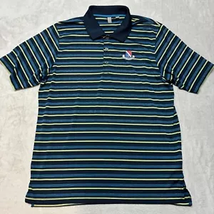 Ashworth Golf Polo Shirt Mens L Large Blue Green Stripe Performance Longue Vue - Picture 1 of 7