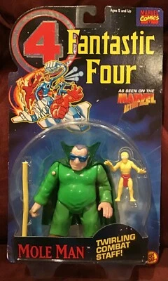 1994 Toy Biz Marvel Comics Fantastic Four Mole Man Twirling Combat Staff  - Изображение 1 из 2