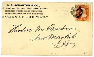 " WOMEN of the [ CIVIL ] WAR " - 1860s PUBLISHER ' S Cover w CT FANCY CANCEL !! - Picture 1 of 3