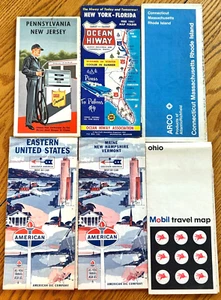 Lot Of Vintage Road Maps Mobil American Oil ARCO Atlantic Ocean Highway     P4 - Picture 1 of 20