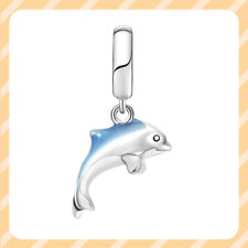 Authentic Sea Sparkling Dolphin 925 Sterling Silver Women Bracelet Charm